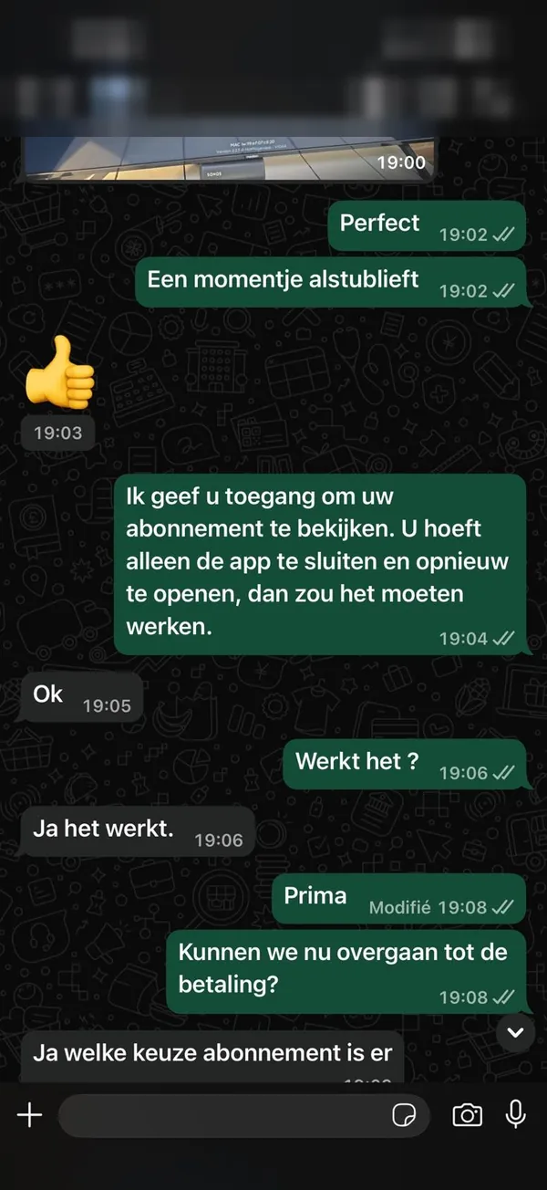 Echte WhatsApp-review van een klant
